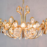 Mid century hollywood regency palwa gilt brass and crystal chandelier