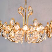 Mid century hollywood regency palwa gilt brass and crystal chandelier