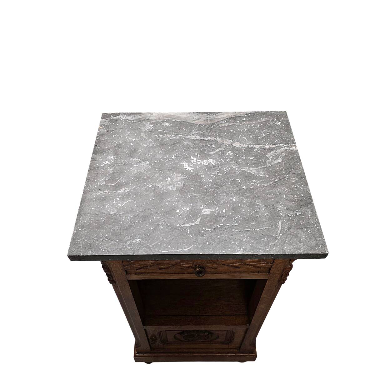 Table de chevet française en chêne, fin des années 1800