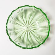 Vintage green decorative plate with flowers from the mid-century, Italy, 1960s.