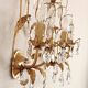 Hand-forged wall lamp gilded with gold leaf and crystals, Italy