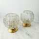 Paire de Lampes à poser globe vintage en verre ciselé