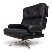 Howard Keith Kohinoor Leather Armchair with Ottoman for HK Furniture, 1970