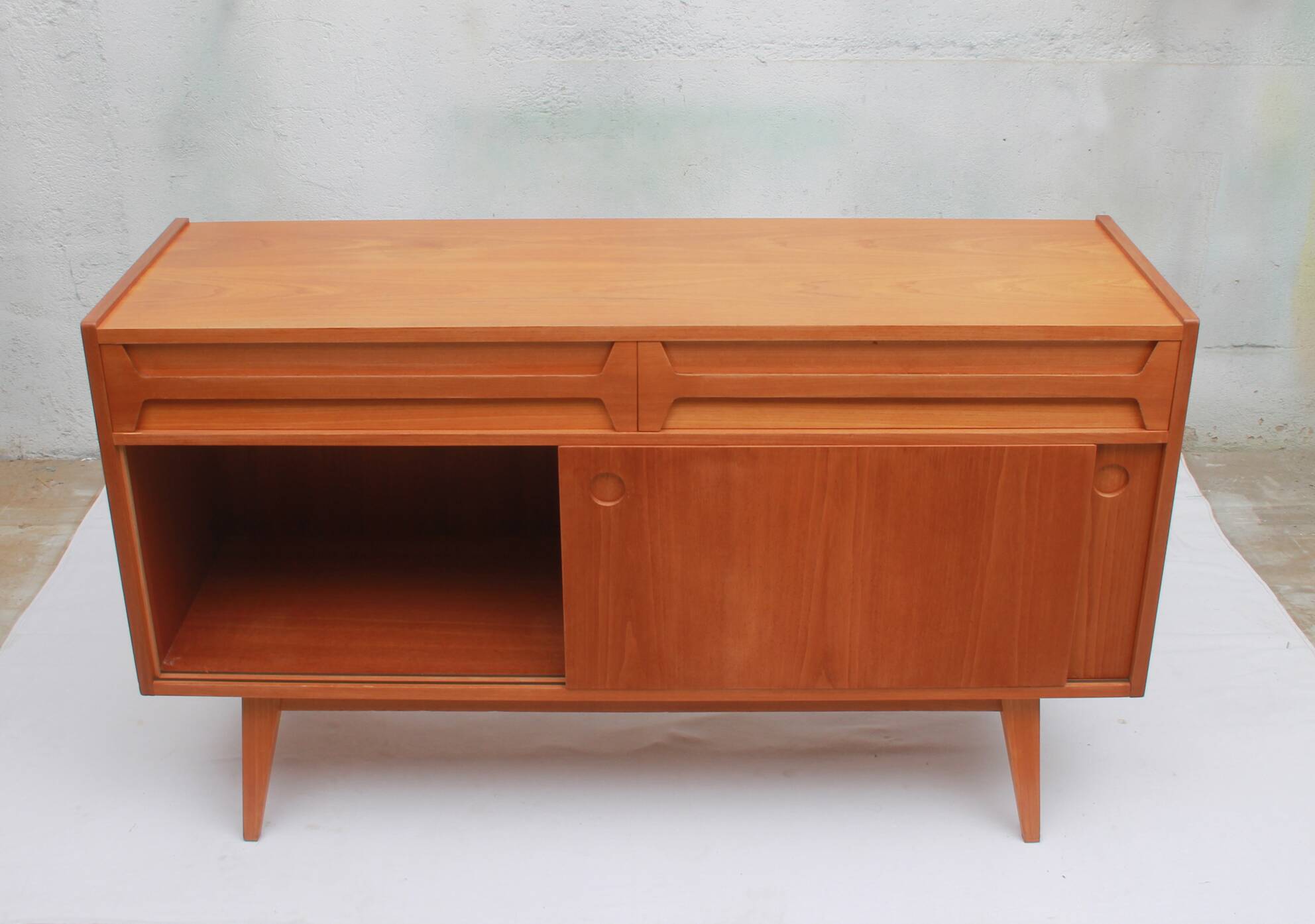 1950s sideboard in cherrywood with sliding doors
