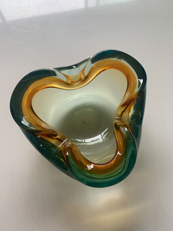 Cendrier en verre de Murano forme trèfle
