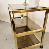 Serving table in brass and glass