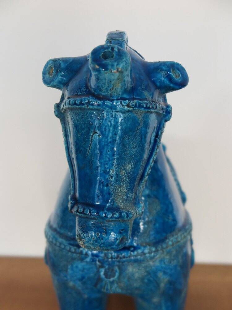 Blue Ceramic Horse Sculpture by Aldo Londi for Bitossi Fiorentino, 1960