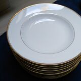12 porcelain hollow plates of Limoges gold fillet and monogram