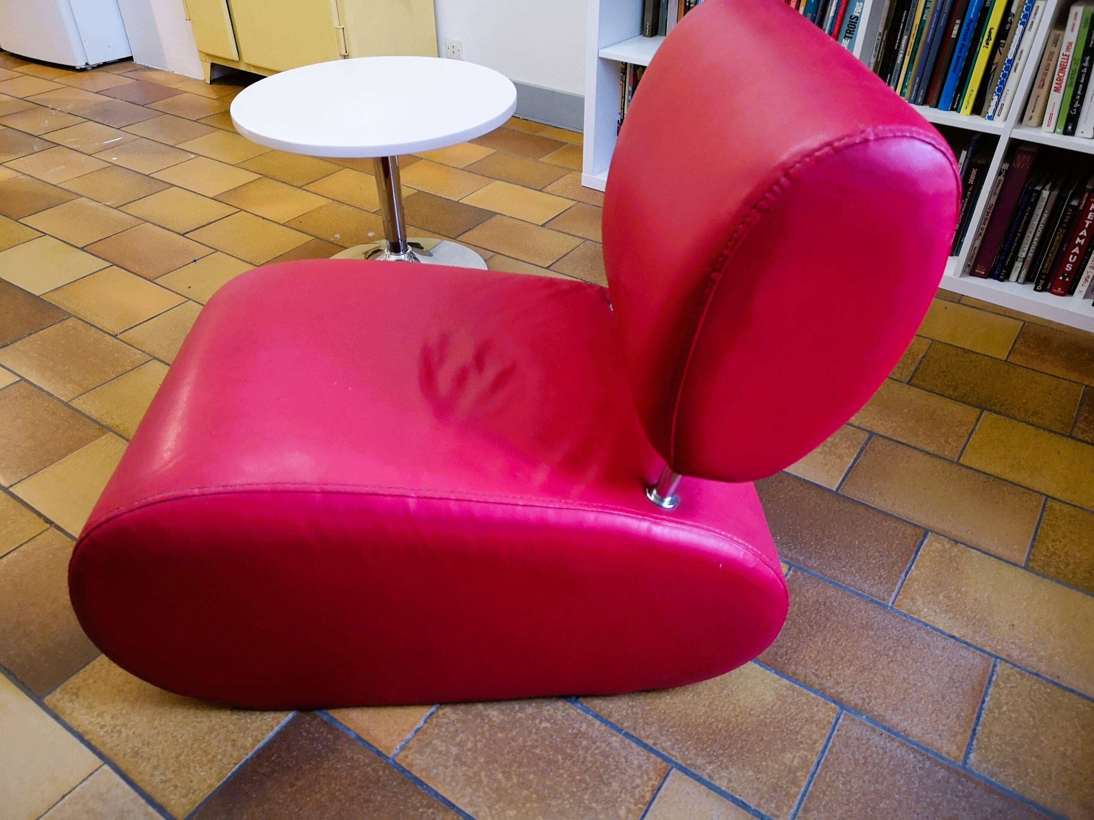 red designer armchair