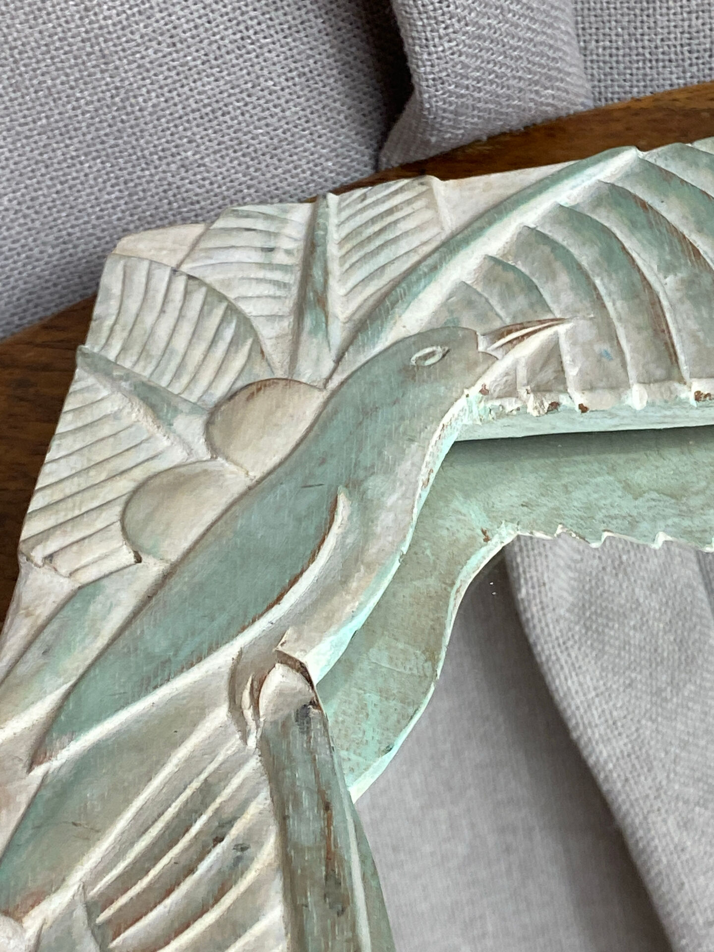 Carved wooden mirror