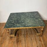 Coffee table in green marble and gilded wood, Louis XVI / Rococo style