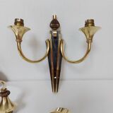 Suite of 3 Art Deco wall lights attributed to Gilbert Poillerat