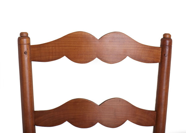 4 chaises paillées style rustique campagne de fabrication artisanale vers 1970