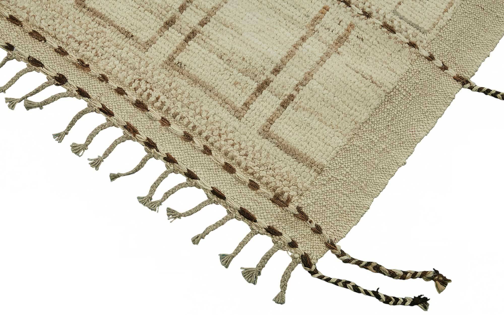 Handmade Tribal Decorative 204 cm x 301 cm Beige Wool Carpet