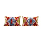 Set of two yellow ikat velvet pillows