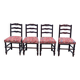 4 Henri II chairs in solid wood and floral burgundy fabric from the 19th century.
