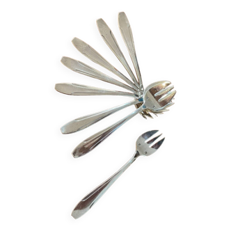 8 shellfish oyster forks in silver-plated metal