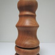 Pied de lampe XL bois massif veiné tourné vintage