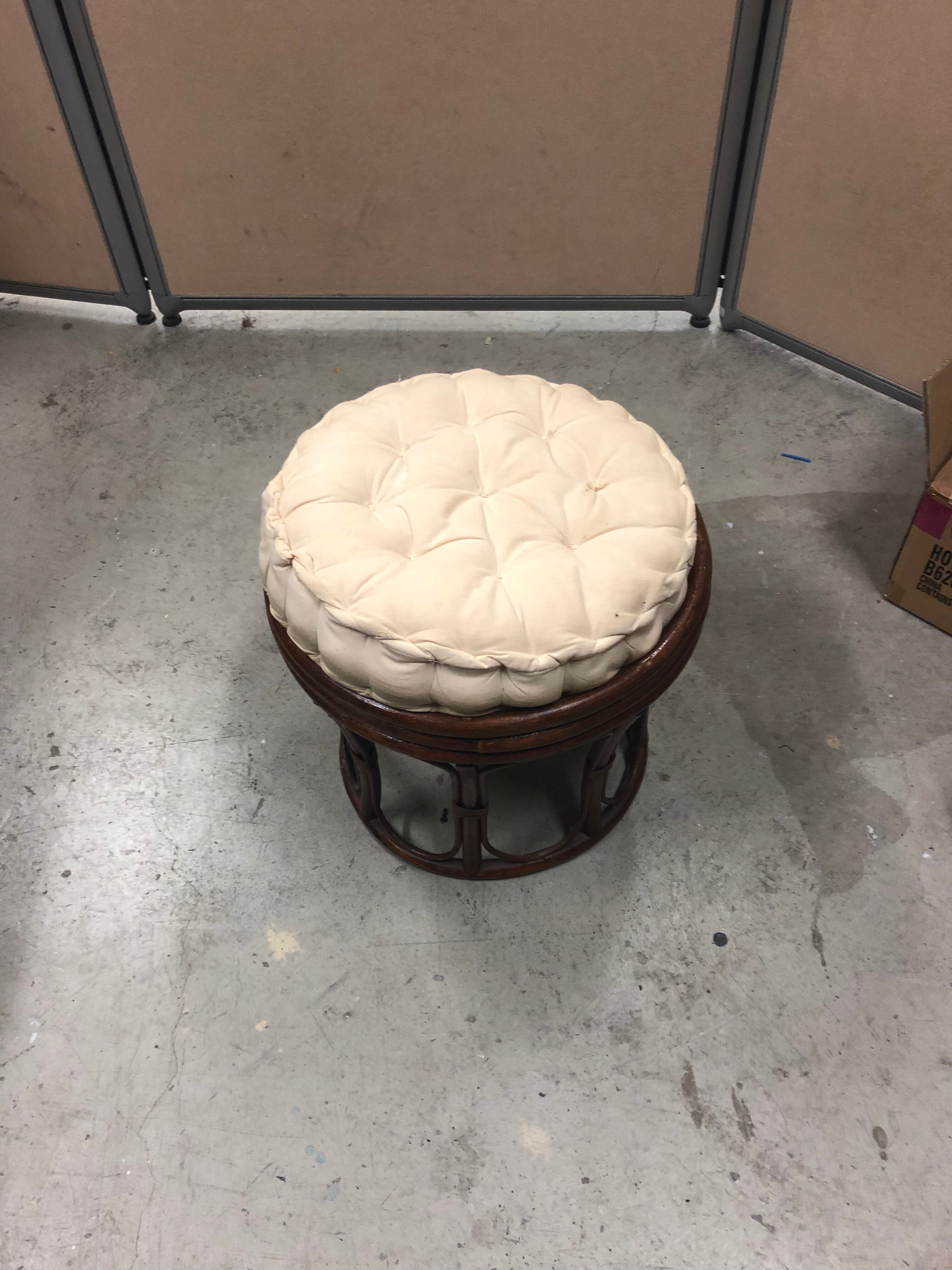 Pouf stool in rattan and bamboo vintage