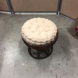 Pouf stool in rattan and bamboo vintage
