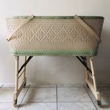Wooden and wicker cradle from the 50s