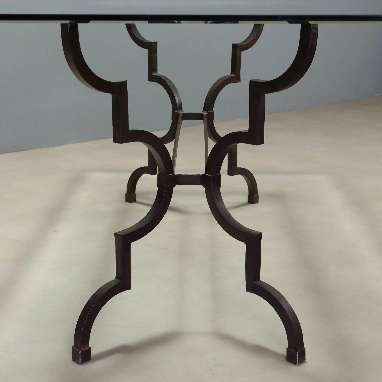 Table ancienne en verre et fer forgé, Italie, XXe siècle