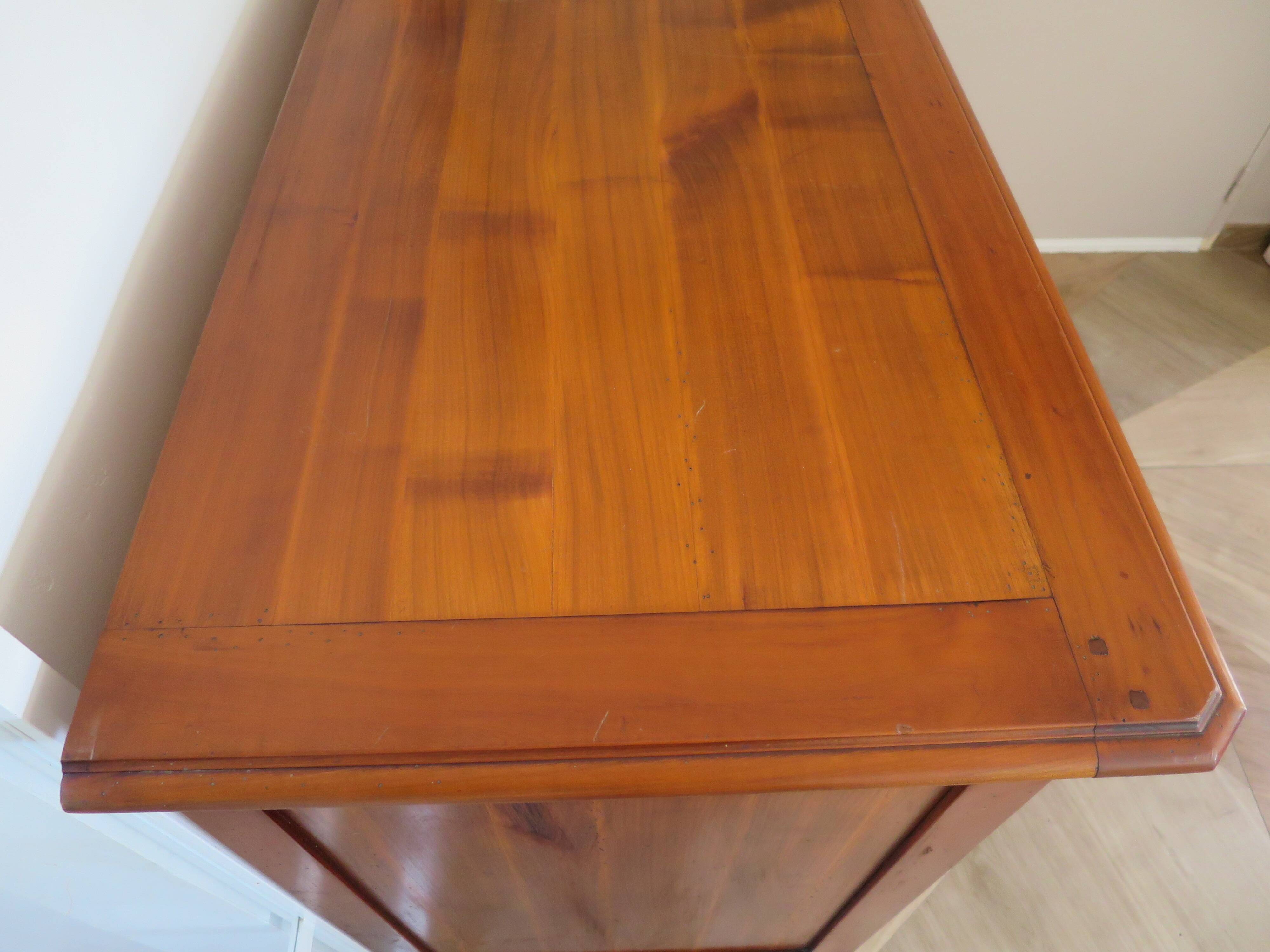 Rustic buffet in Louis XV-Regency style, dovetailed, cherry wood finish, solid wood.