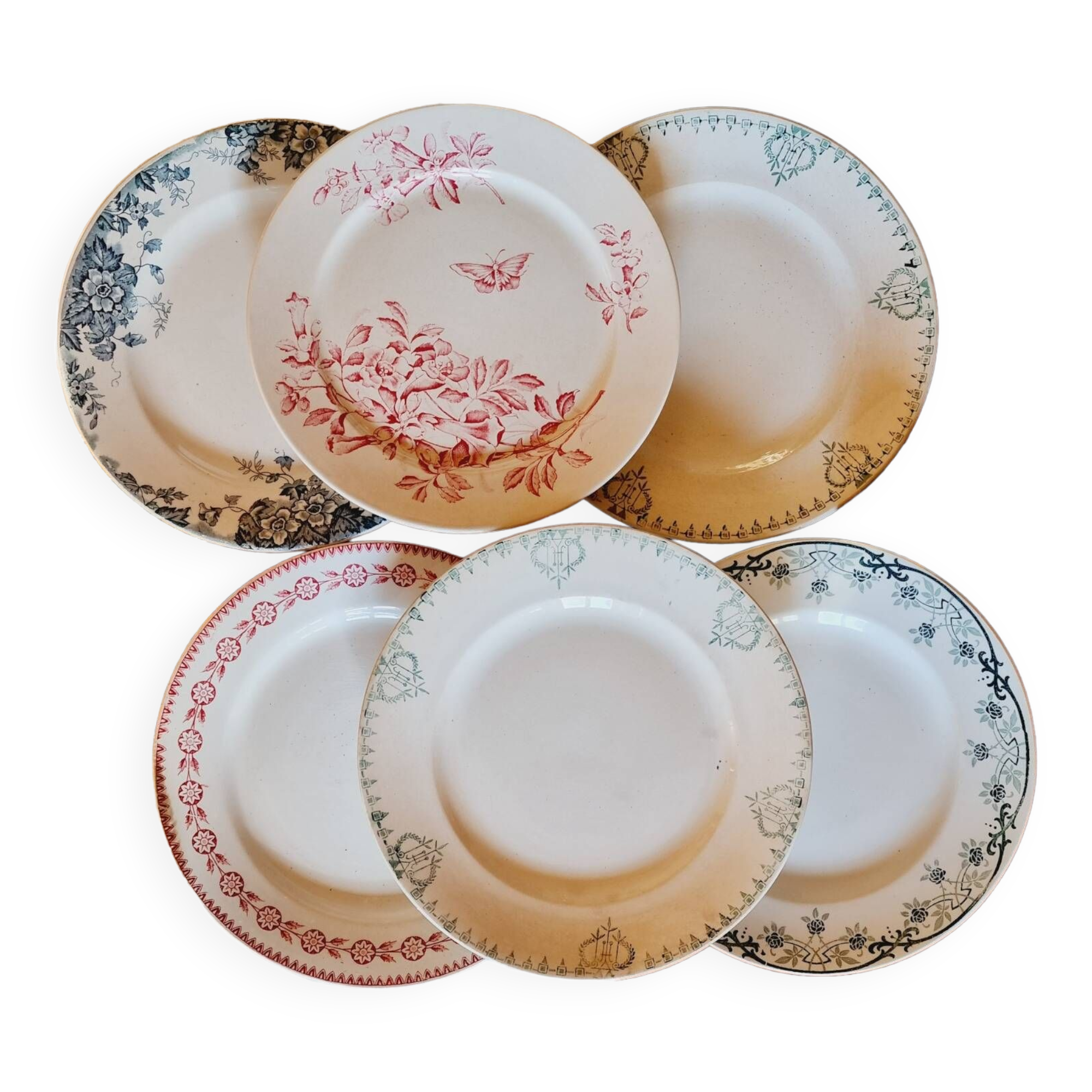 6 mismatched iron earth flat plates lot 3