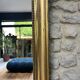 Pearled fireplace mirror 162.5/107.5cm gilded with gold leaf, fireplace trumeau, mirror.