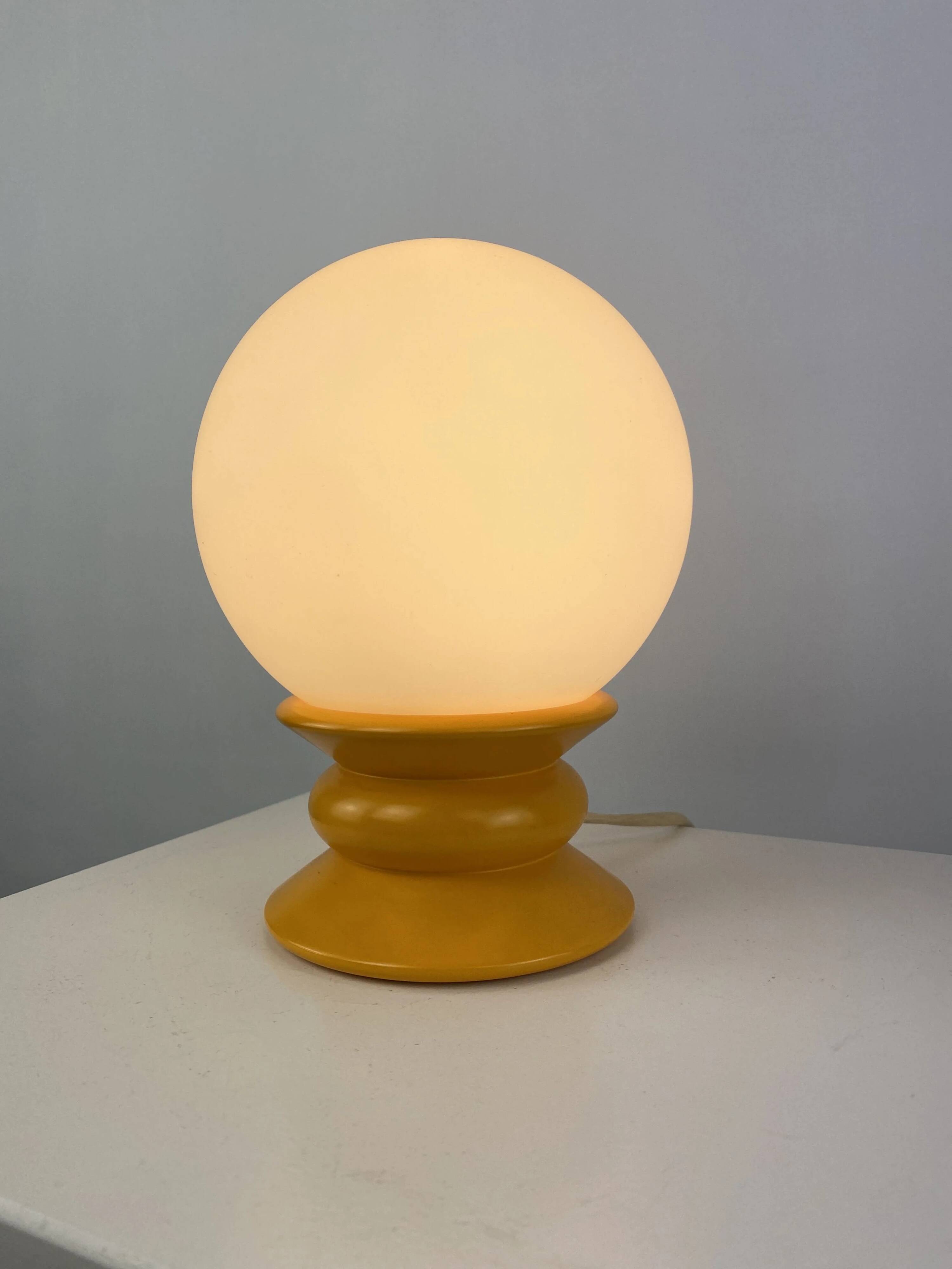 Yellow and white glass table lamp Temde Leuchten type 1