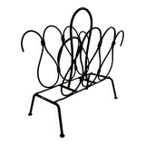 Metal and leather magazine rack, attributed to Jacques Adnet, vintage