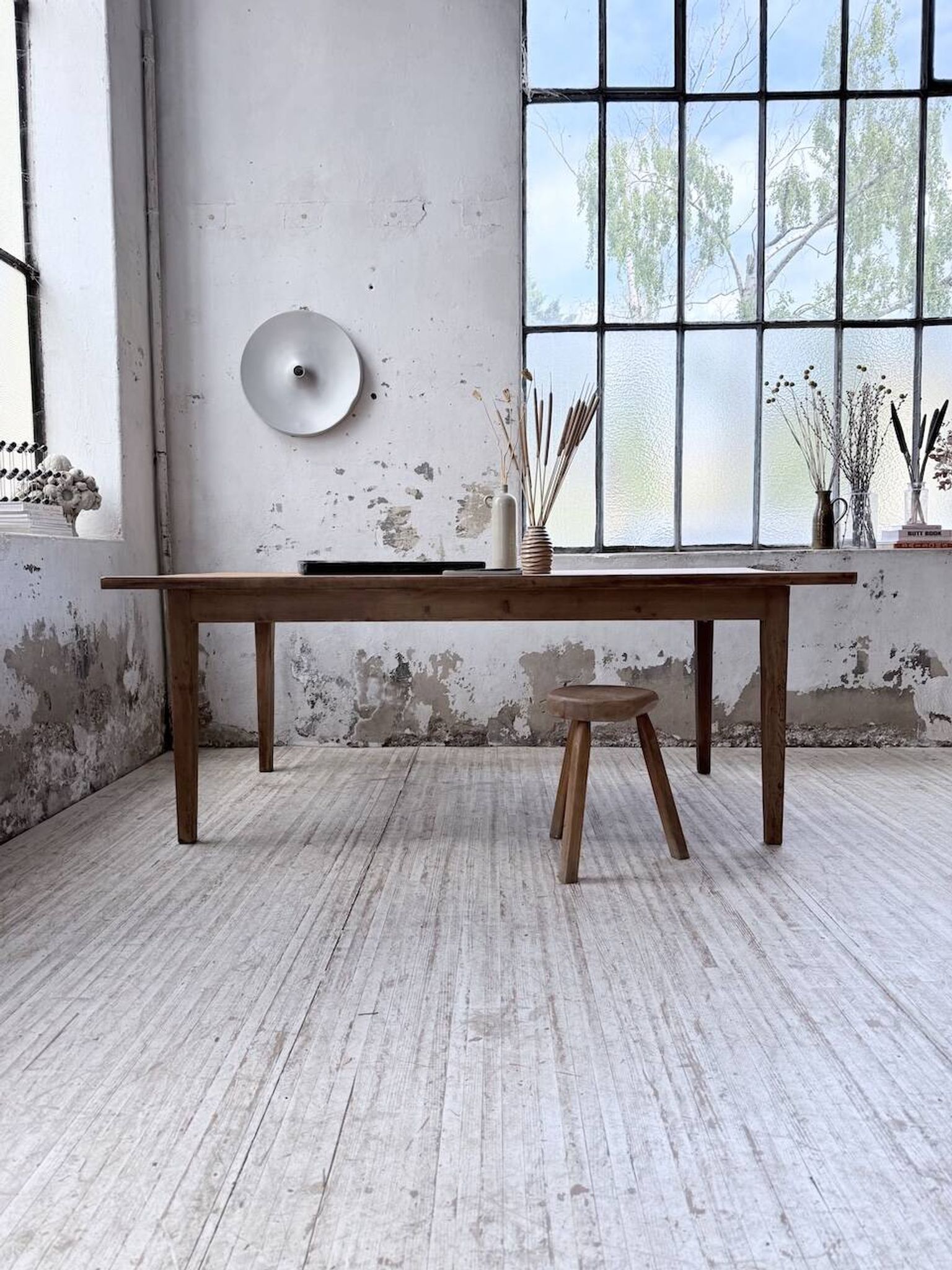 Farm table pitch pine 2 x 1 m from the 1950s