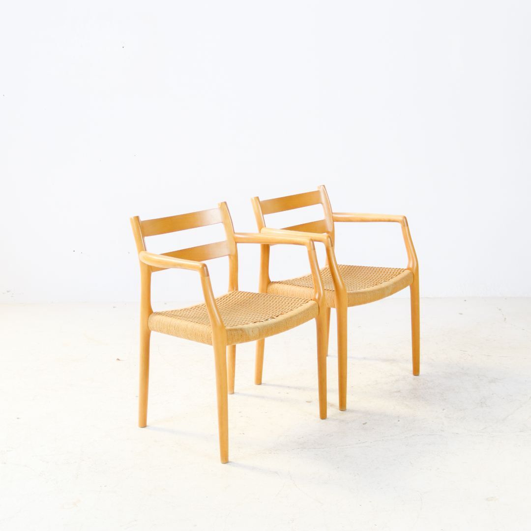 Oak Niels Møller model 67 papercord dining chair