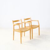 Oak Niels Møller model 67 papercord dining chair