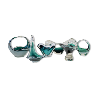 Set of 6 pieces of modern mid-century art glass "Shell", Flygfors Sweden 1955