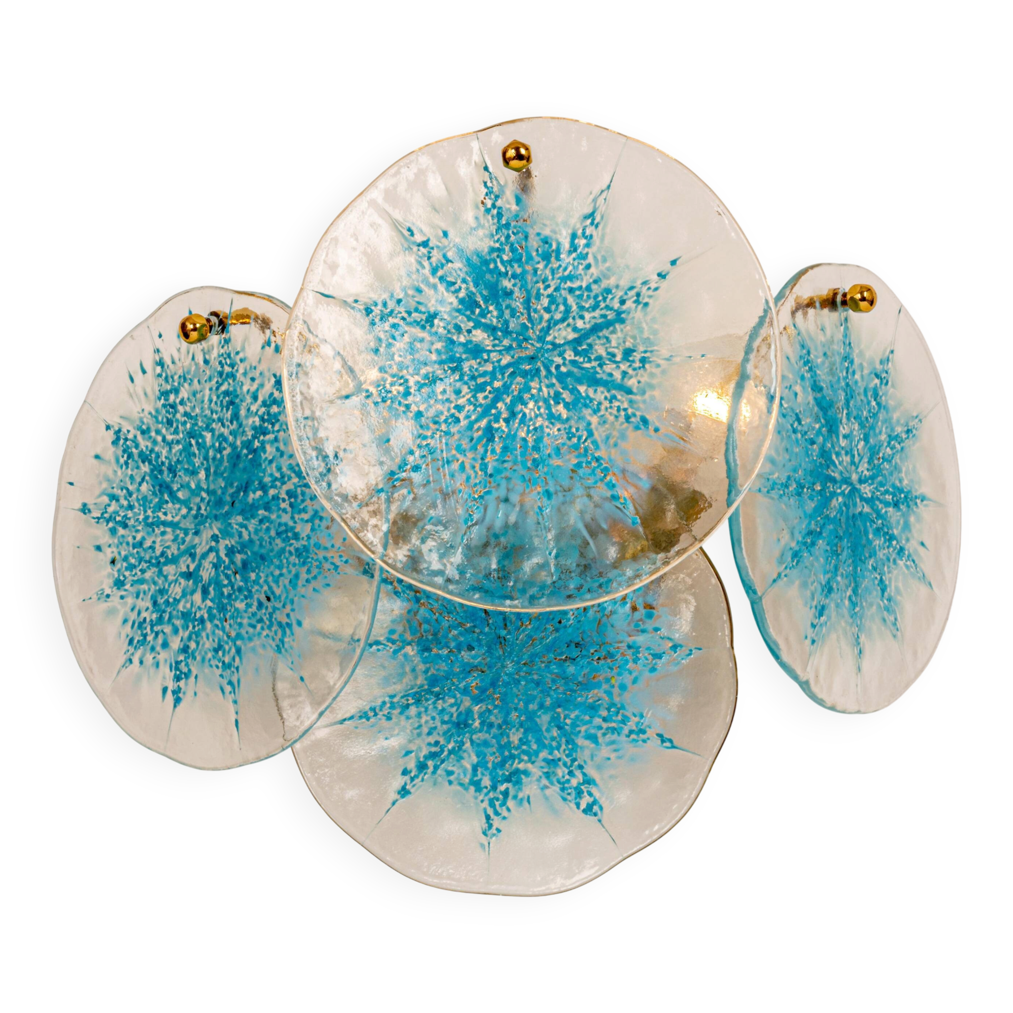 Blue Glass Disc Wall Light Vistosi, Italy, 1960s