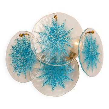 Applique Murale Disque en Verre Bleu Vistosi, Italie, Années 1960