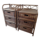 Lot de 2 commodes 3 tiroirs en rotin vintage