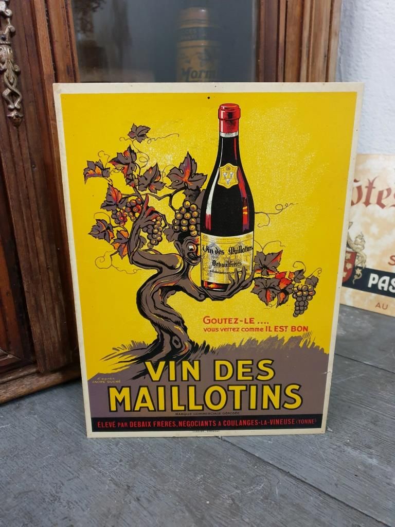 Old advertising of Bistrot - Advertising poster Vin des Maillotins