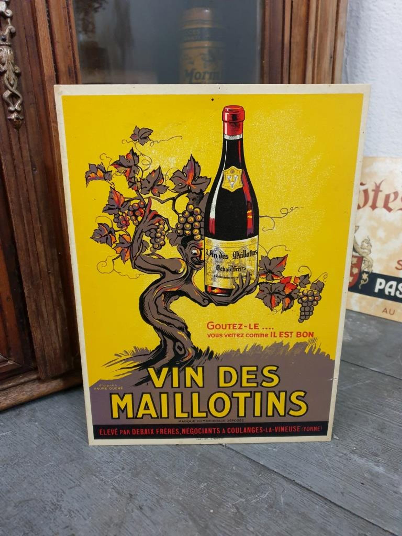 Old advertising of Bistrot - Advertising poster Vin des Maillotins