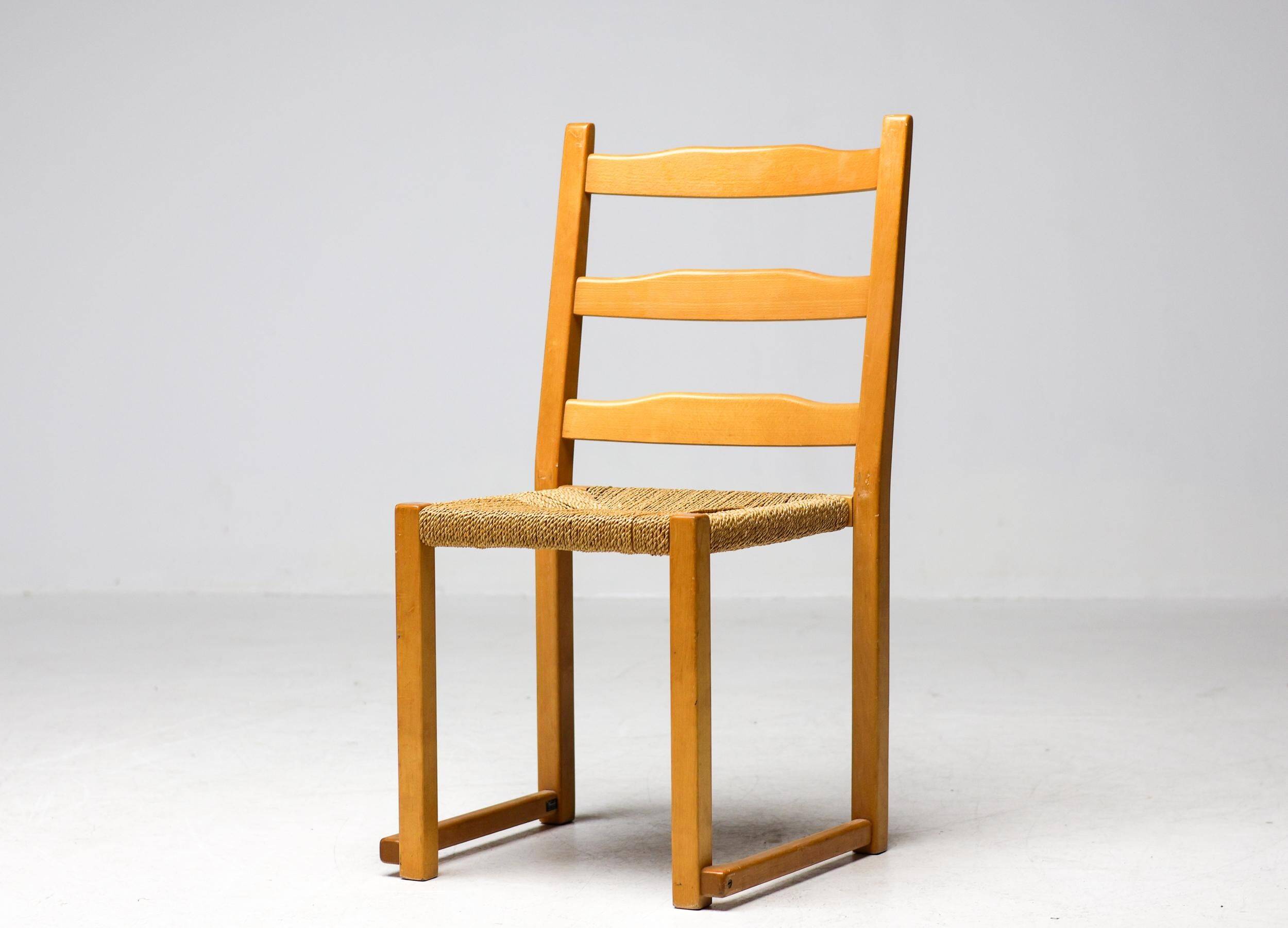 Stackable chairs Poul Volther Gemla Sweden in modern Scandinavian ash from the mid-20th century.