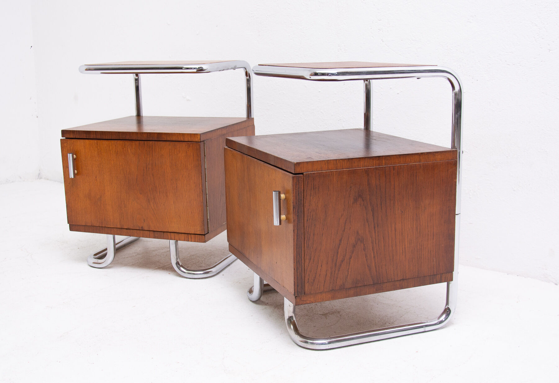 Pair of functionalist chromed night stands by Kovona, 1950’s, Czechoslovakia