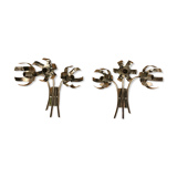 Pair of double flower wall sconce