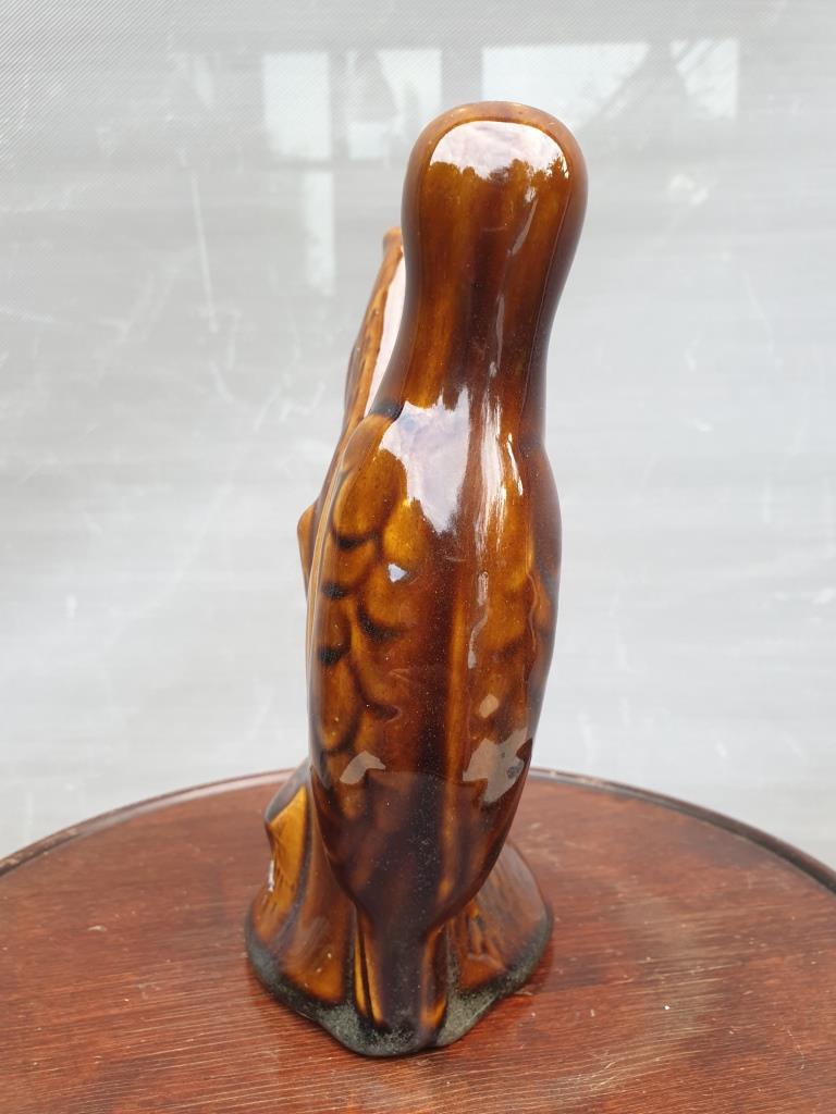 Vase soliflore pic-vert glazed brown earthenware