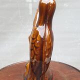 Vase soliflore pic-vert glazed brown earthenware