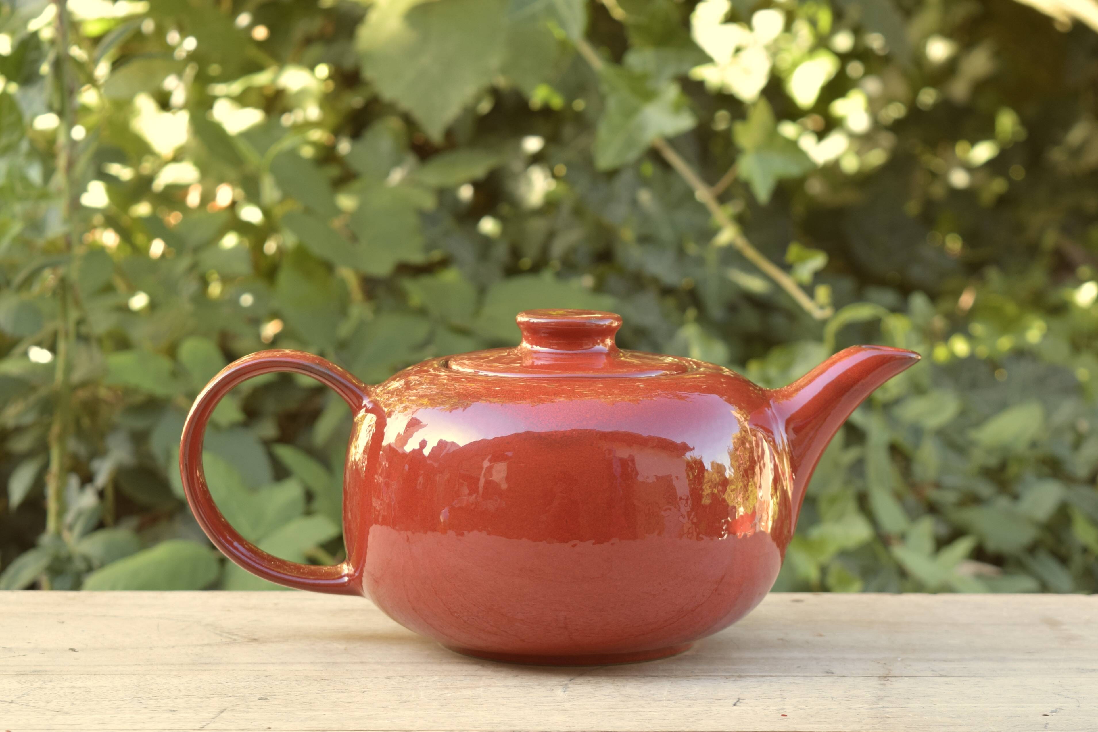 Vintage Melitta Ceracron red teapot - Glazed ceramic - Made in Germany - 1970s