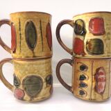 Vintage enameled ceramic mugs - Set of 4