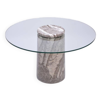 Table à manger vintage en marbre et verre, Italie