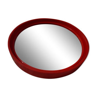 Round mirror Gilac orange vintage plastic 70s