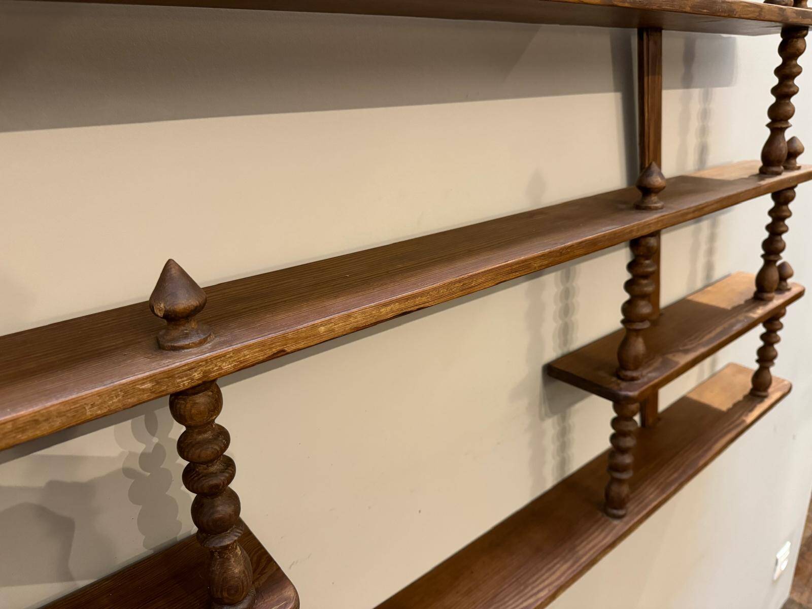 Turned wood bar wall shelf
